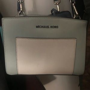 Michael Kors teal cross-body purse